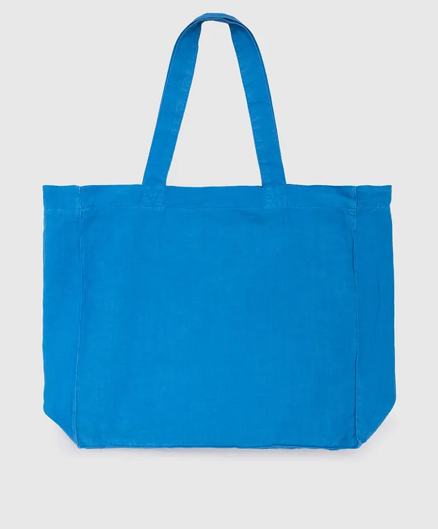 Vilebrequin Turtle Mineral Dye blue linen beach bag