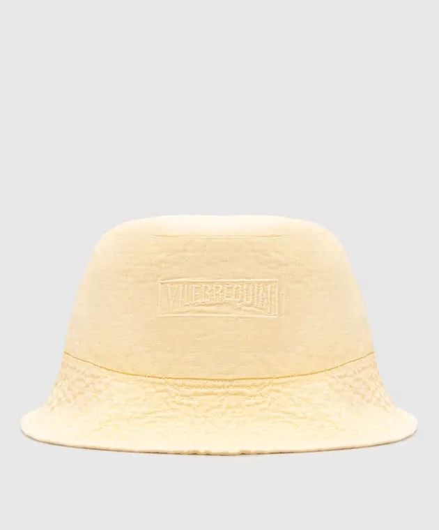 Vilebrequin Yellow linen panama with logo embroidery