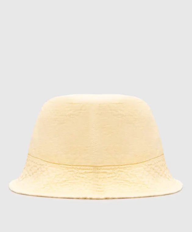 Vilebrequin Yellow linen panama with logo embroidery