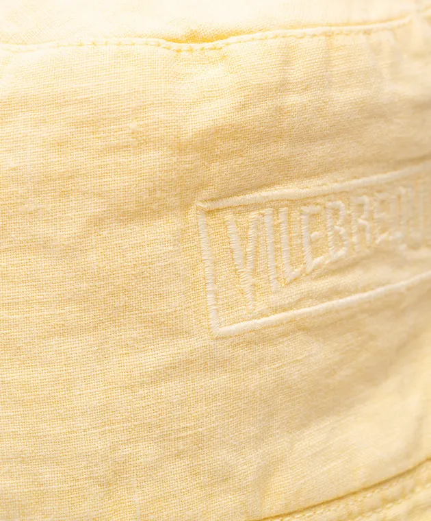Vilebrequin Yellow linen panama with logo embroidery