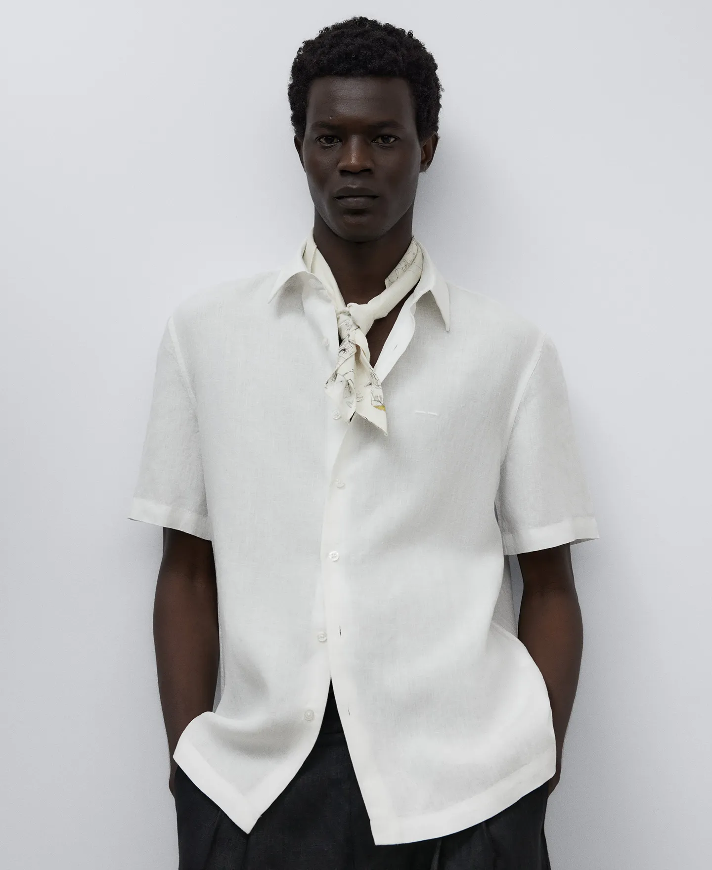 White linen shirt man