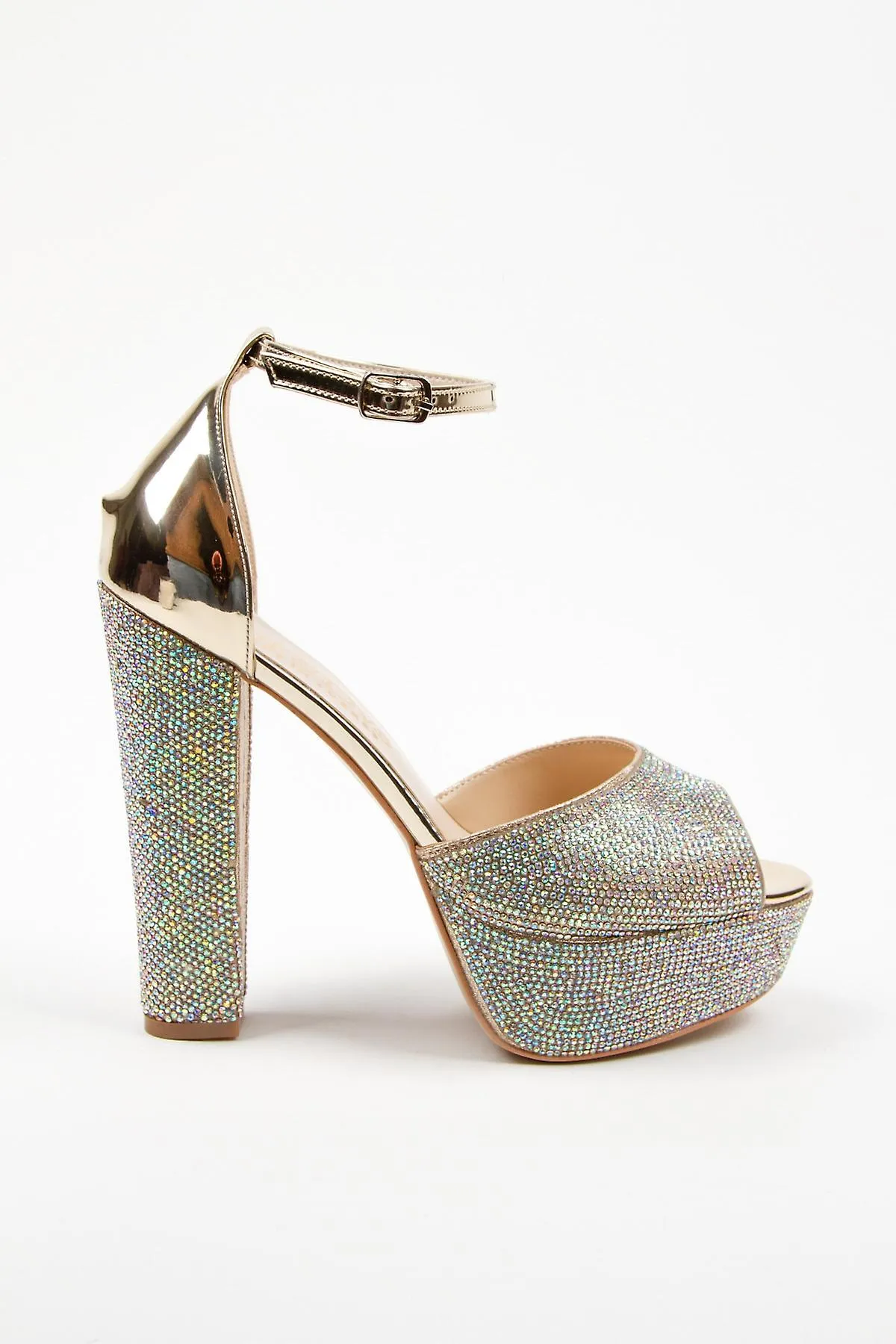 Women's Mirror Full Stone Heeled Open Toe Sandle