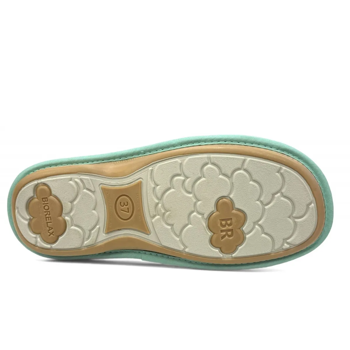 Zapatilla de casa Biorelax mujer abierta rizo verde acolchada Bio4092