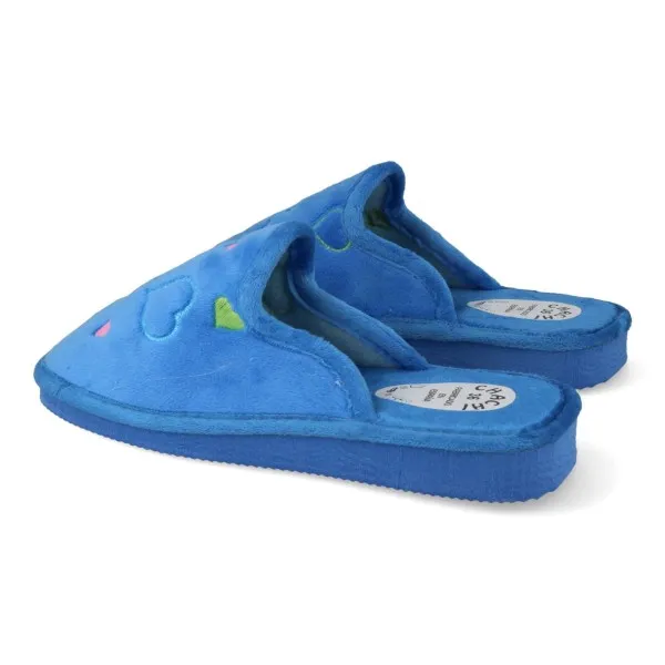 ZAPATILLAS DE CASA ABIERTA MUJER MOD. CORAZON AZUL
