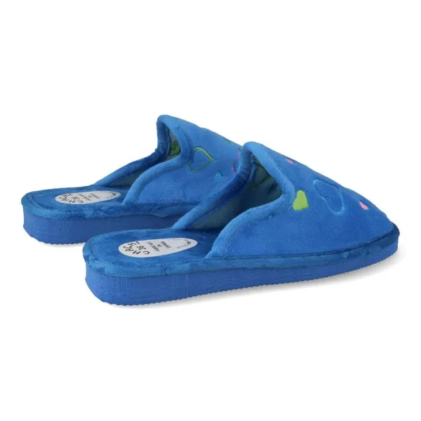 ZAPATILLAS DE CASA ABIERTA MUJER MOD. CORAZON AZUL