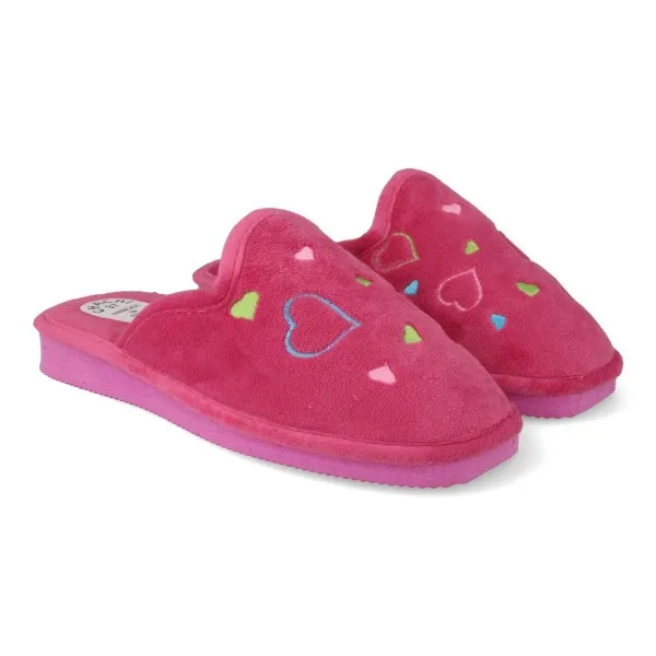 ZAPATILLAS DE CASA ABIERTA MUJER MOD. CORAZON ROSA