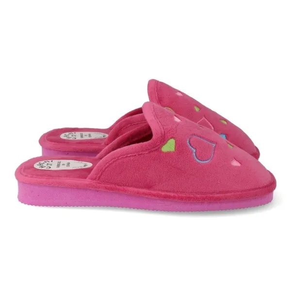 ZAPATILLAS DE CASA ABIERTA MUJER MOD. CORAZON ROSA