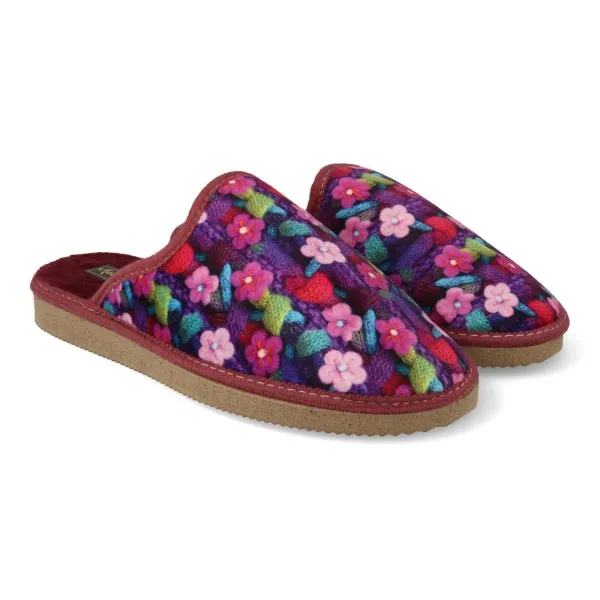 ZAPATILLAS DE CASA ABIERTA MUJER MOD. FLORES ROSA