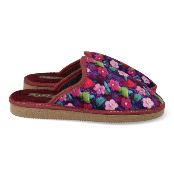 ZAPATILLAS DE CASA ABIERTA MUJER MOD. FLORES ROSA