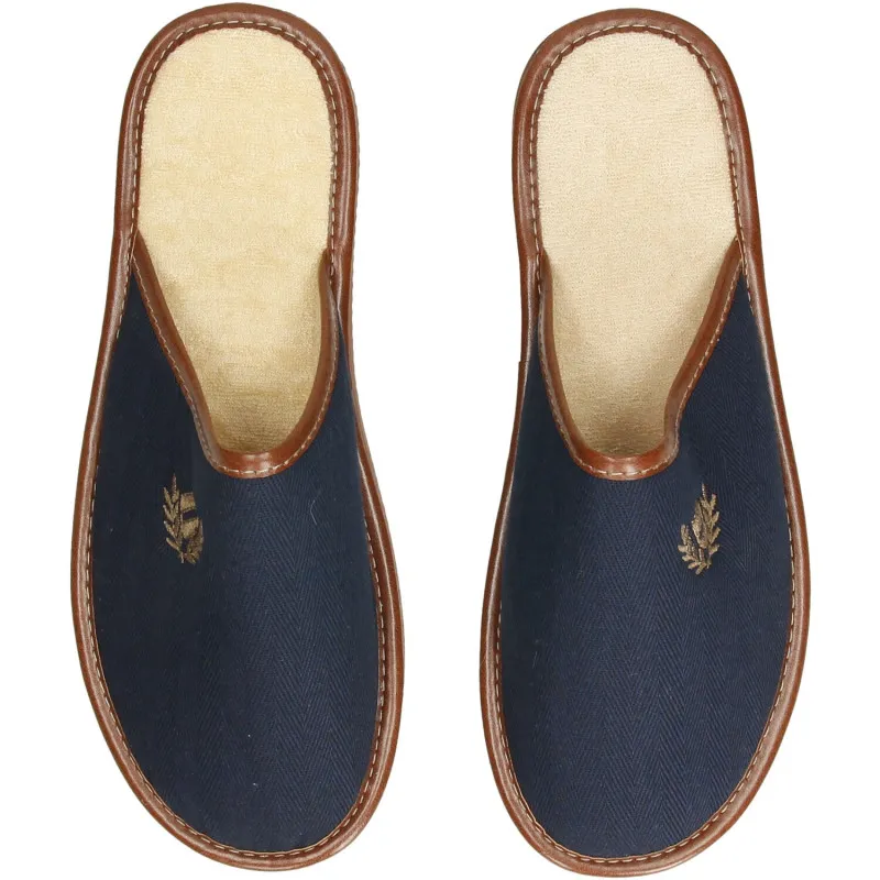 Zapatillas de casa de hombre de primavera de puntera cerrada para hombre de tela en azul marino