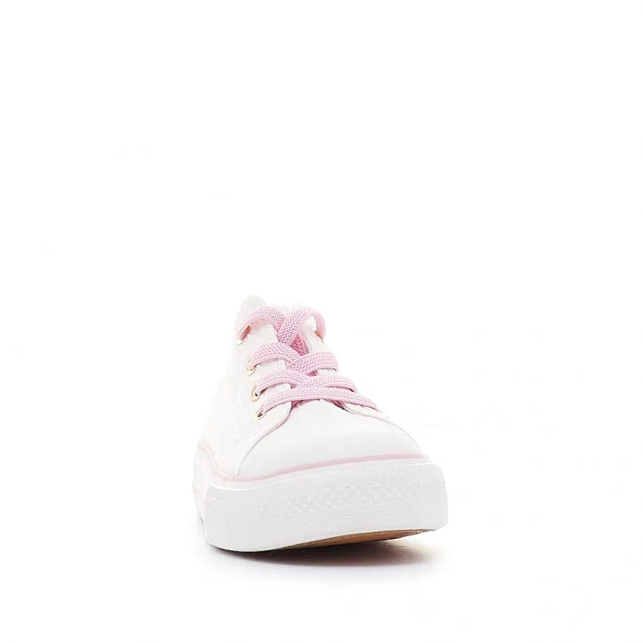Zapatillas lona Chika 10 bajas blancas con detalles rosas